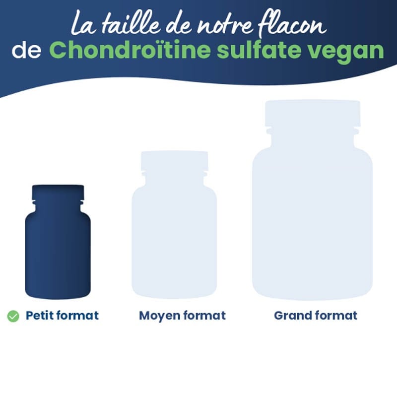 Taille de notre flacon de Chondroïtine sulfate vegan