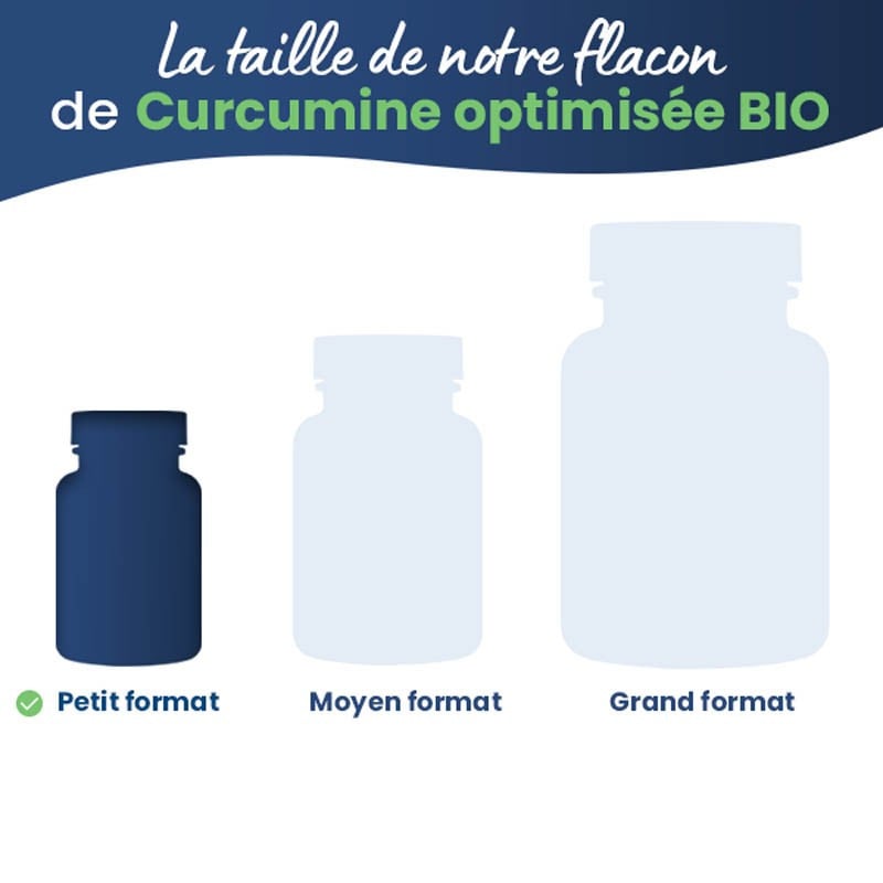 Taille de notre flacon de Curcumine optimisée BIO