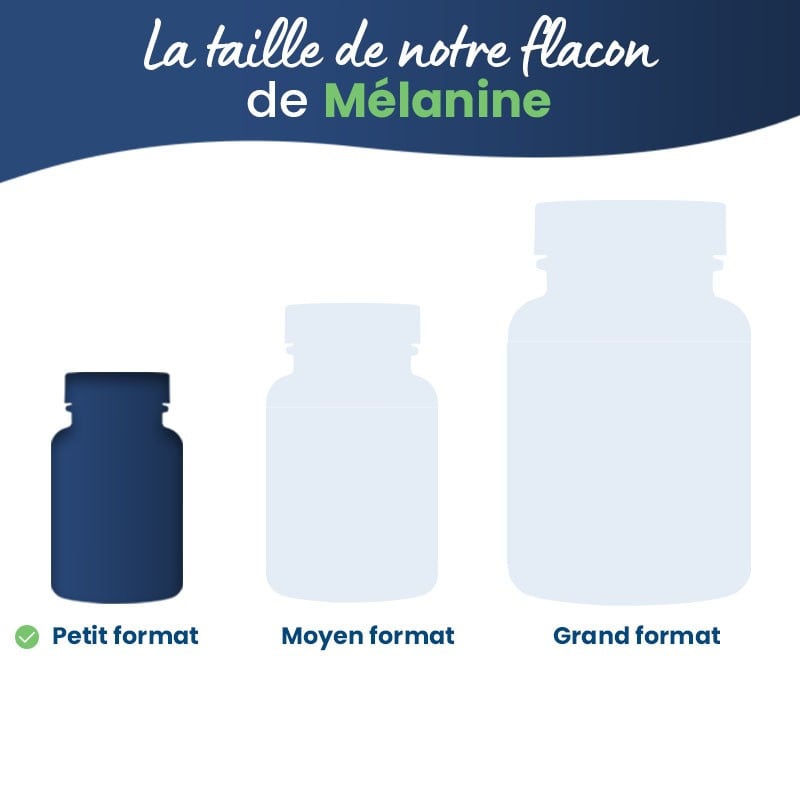Taille de notre flacon de Mélanine
