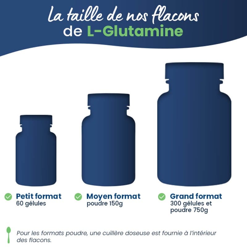 l-glutamine naturelle taille de notre flacon