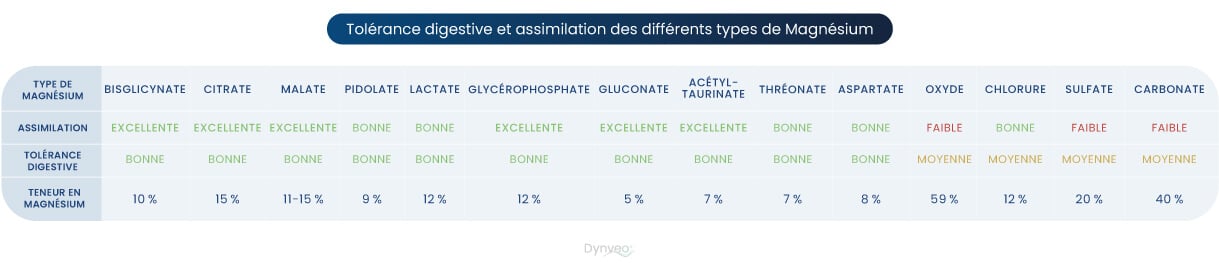 tableau magnesium tolerance digestive