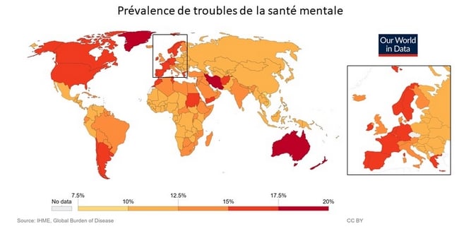 Prévalence de troubles de la santé mentale dans le monde Prévalence de troubles de la santé mentale dans le monde